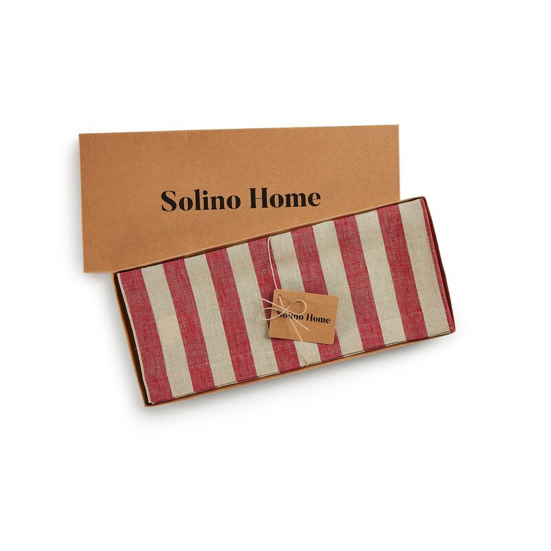 Solino Home 100% Pure Linen Table Runner - Sorrento Stripe