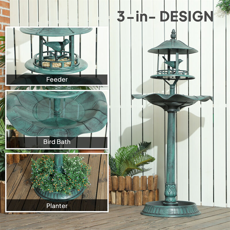 Pedestal Tall Bird Bath &ndash; Outdoor Decorative Fountain for Backyard & Garden image number 1