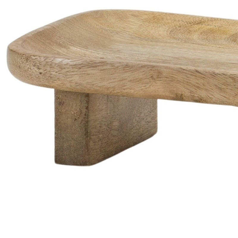 HomeRoots Set of Two Natural Solid Wood Riser Trinket Tray image number 4