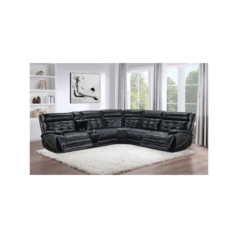 Coaster Co. of America Hewitt Leather Upholstered Power Reclining Sectional Black image number 2