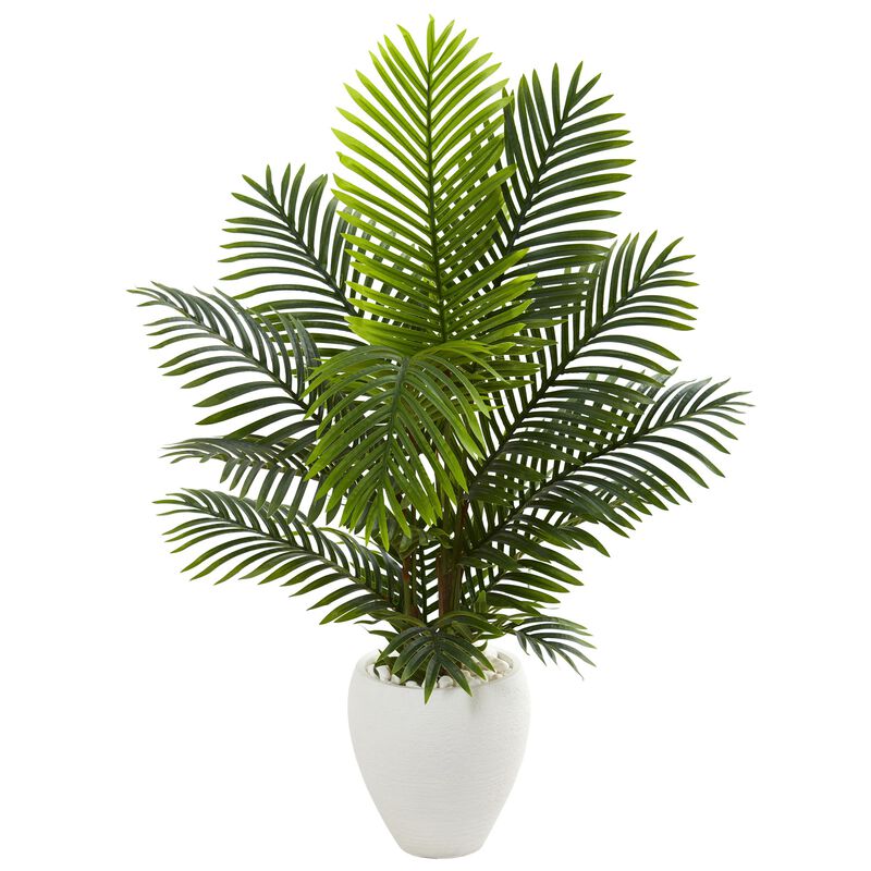 Hivvago 4.5 Feet Paradise Palm Artificial Tree in White Planter