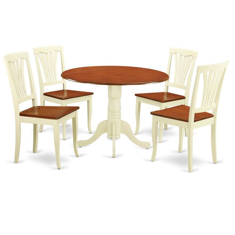 5 Pc Dining set-Round Table and 4 Kitchen Chairs