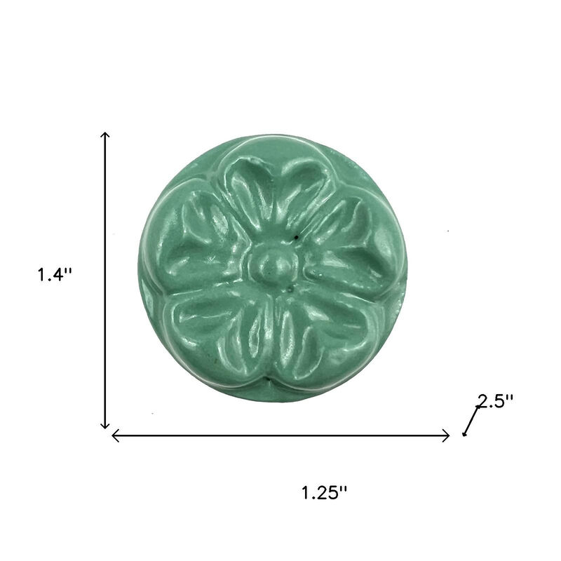 HomeRoots Set of Six Green Mushroom Knob Floral Ceramic Drawer Pull Knobs image number 5