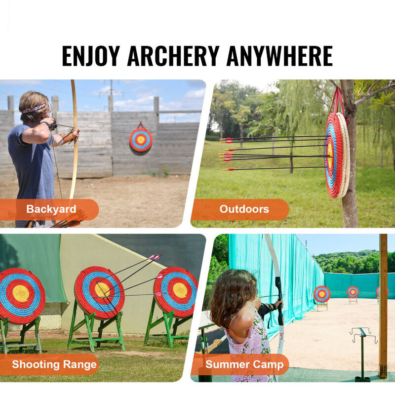 Handmade Straw Arrow Target, 3-Layer Round Archery Target for Outdoor Bow Shooting-Multi Color image number 3