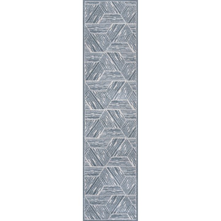 Vector Modern Coastal Geometric Machine-Washable Area Rug