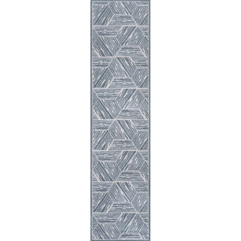 Vector Modern Coastal Geometric Machine-Washable Area Rug