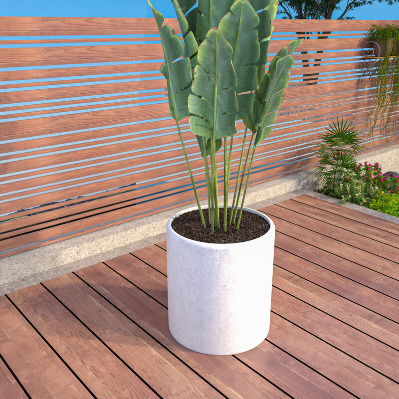 LeisureMod Tundra Series Poly Stone cylindrical Shape Planter High