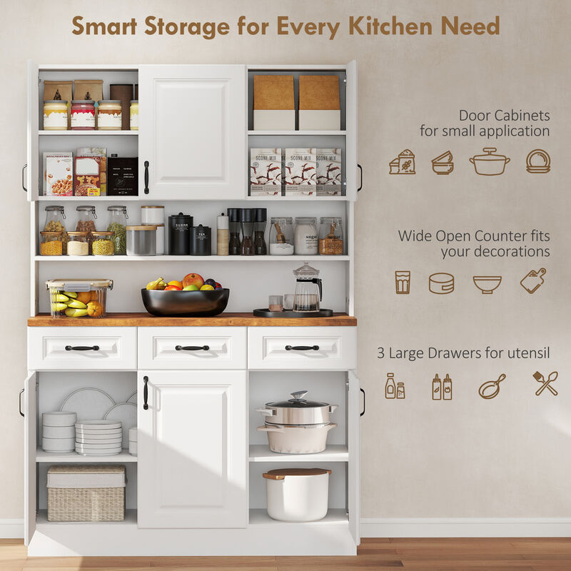Hivvago 71" Pantry Cabinet with Adjustable Shelves and Soft-Close Doors image number 3