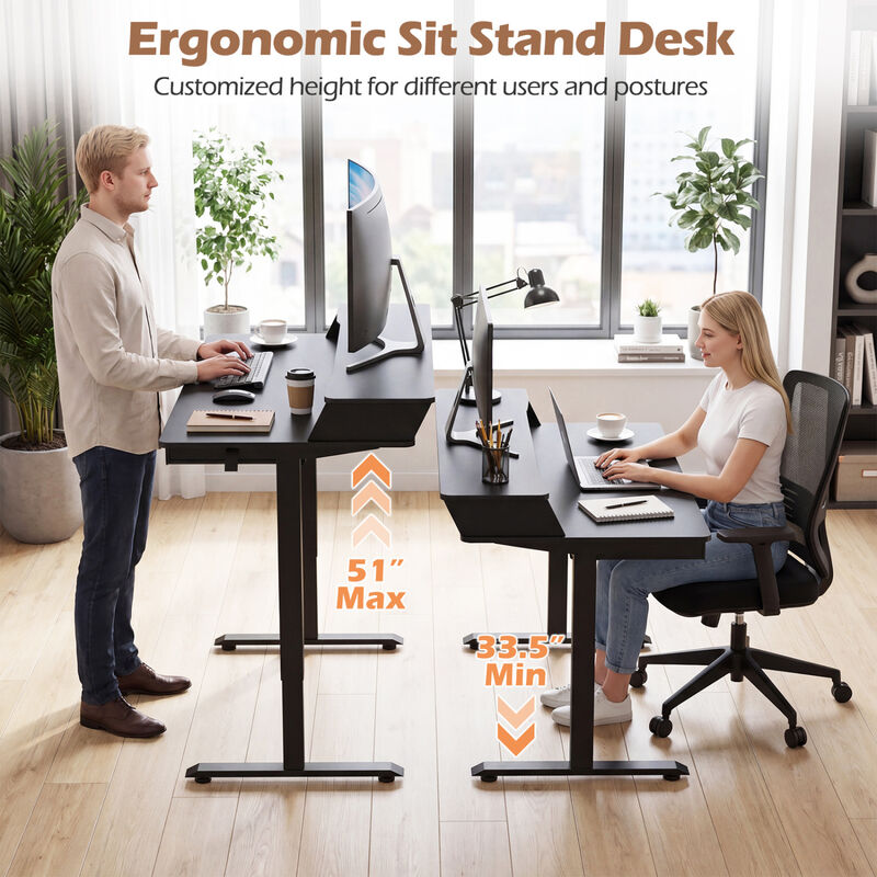 Electric Height Adjustable Standing Desk with Storage Drawers image number 5