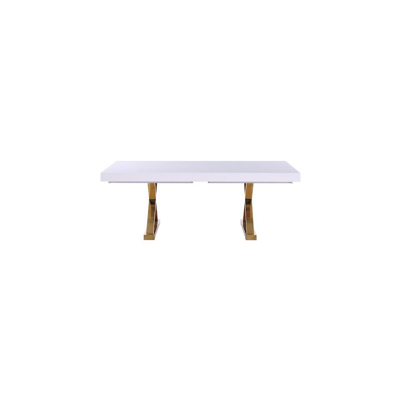 Meridian Furniture Excel White Lacquer Extendable Dining Table