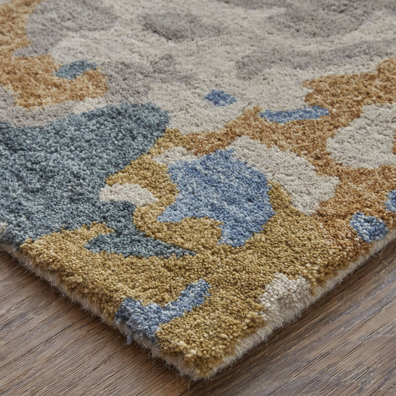 Everley 8645F Gray/Blue/Gold 5' x 8' Rug image number 5