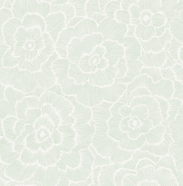 Periwinkle Light Green Textured Floral Wallpaper