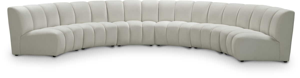Meridian Furniture Infinity Cream Velvet 6pc. Modular Sectional