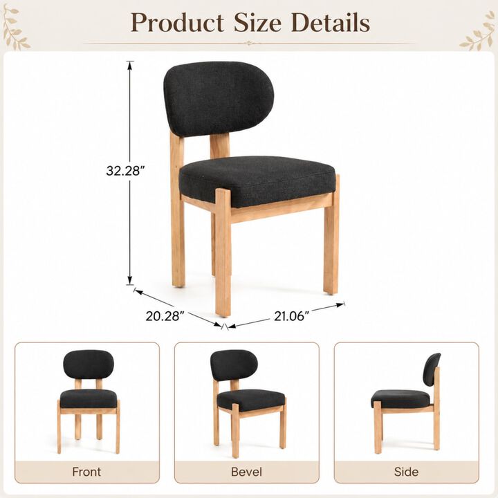 GOODSILO Mid-Century Modern Upholstered Wooden Dining Chairs Set of 2, Sturdy Space-Saving Seating for Kitchen and Dining Room Small Spaces