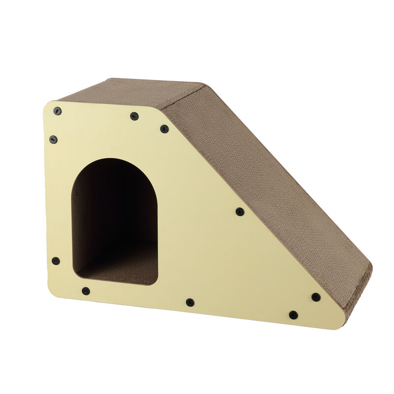 Kento Minimalist Cardboard Angled Cat Cave Scratcher with Catnip