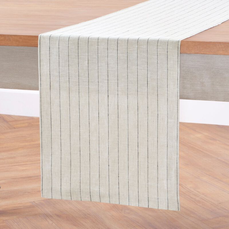Solino Home 100% Pure Linen Table Runner - Pinstripe