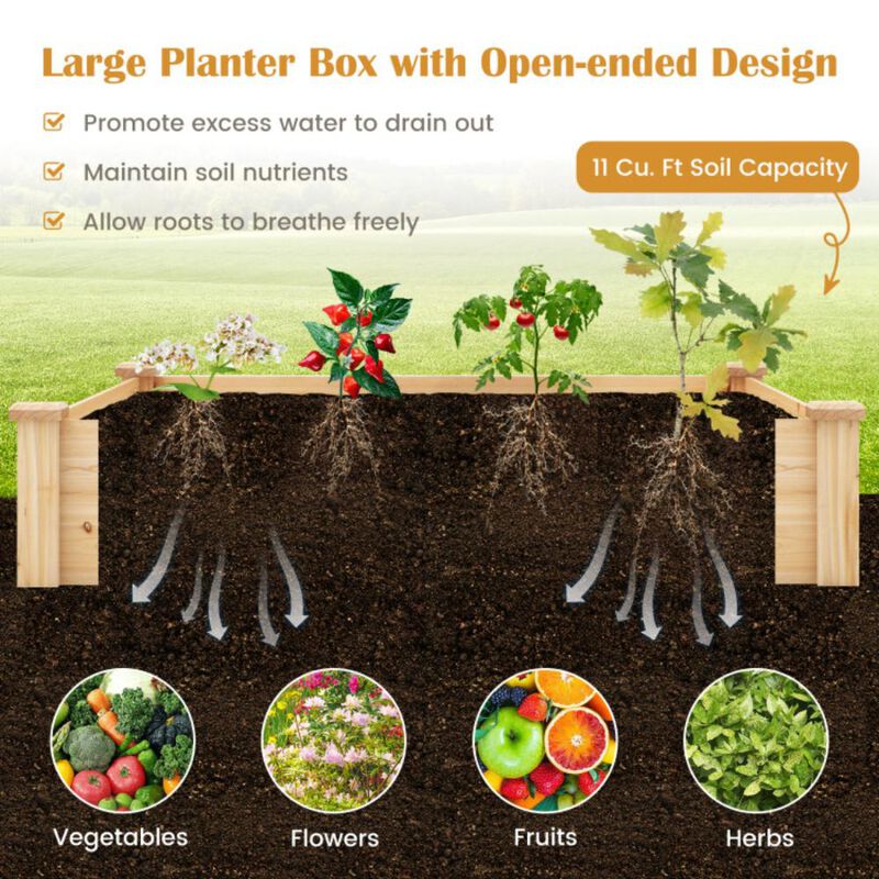 Hivvago Raised Garden Bed with Compost Bin and Open-ended Bottom