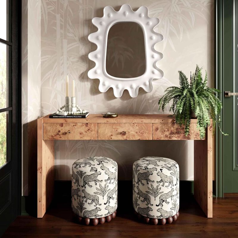 Dex Taupe Leopard Jacquard Ottoman Fully Assembled image number 2