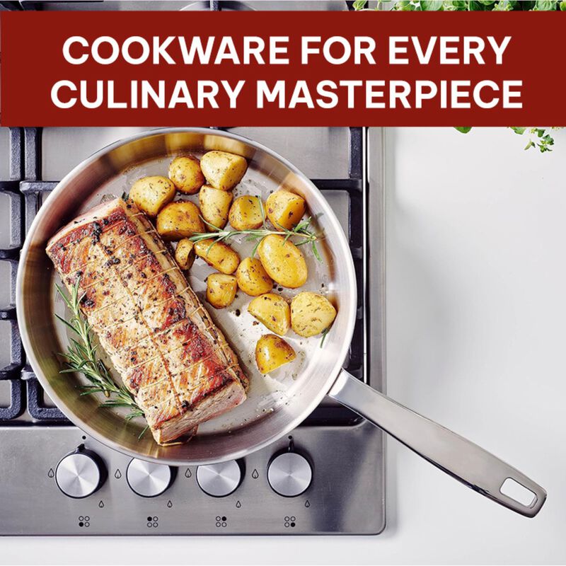 Beka Maestro Frying Pan Skillet - Stainless Steel Pan for Stainless Steel Cookware Set 5-Ply Construction, Oven Safe, Stainless Steel Frying Pan, Lead, Cadmium Free, Non Toxic Cookware