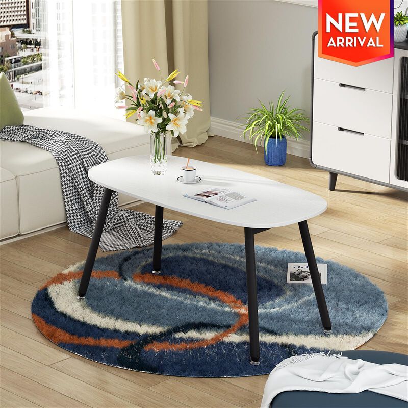 WOHOMO Foldable Coffee Table White Small Coffee Tables for Living Room Portable Simple Modern Rectangular Center Table for Small