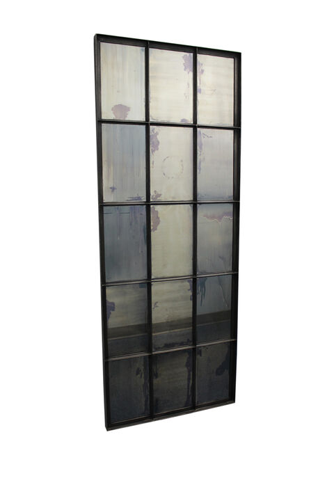 HomeRoots 72" Black Metal Framed Full Length Antiqued Glass Hanging Mirror