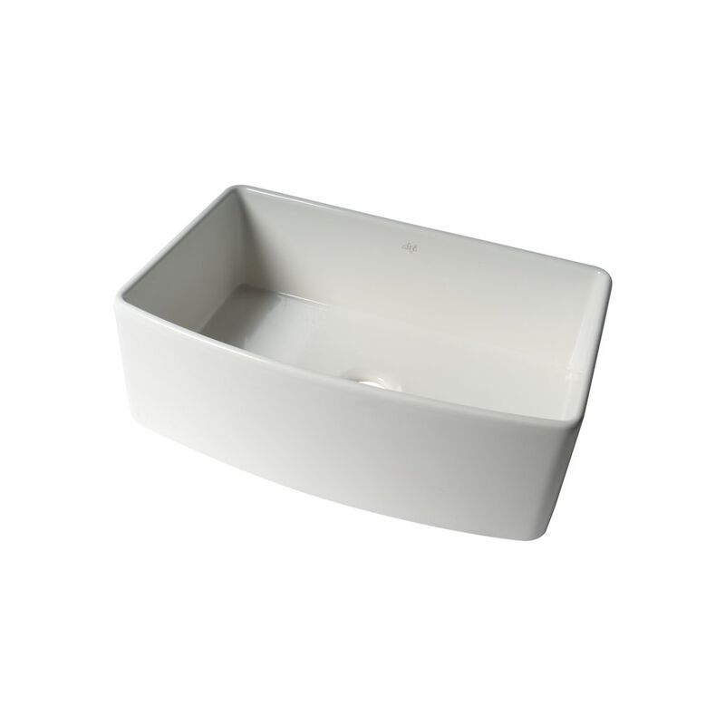 ALFI brand ALFI Brand White Smooth Curved Apron 30 x 20 Single Bowl Fireclay Farm Sink