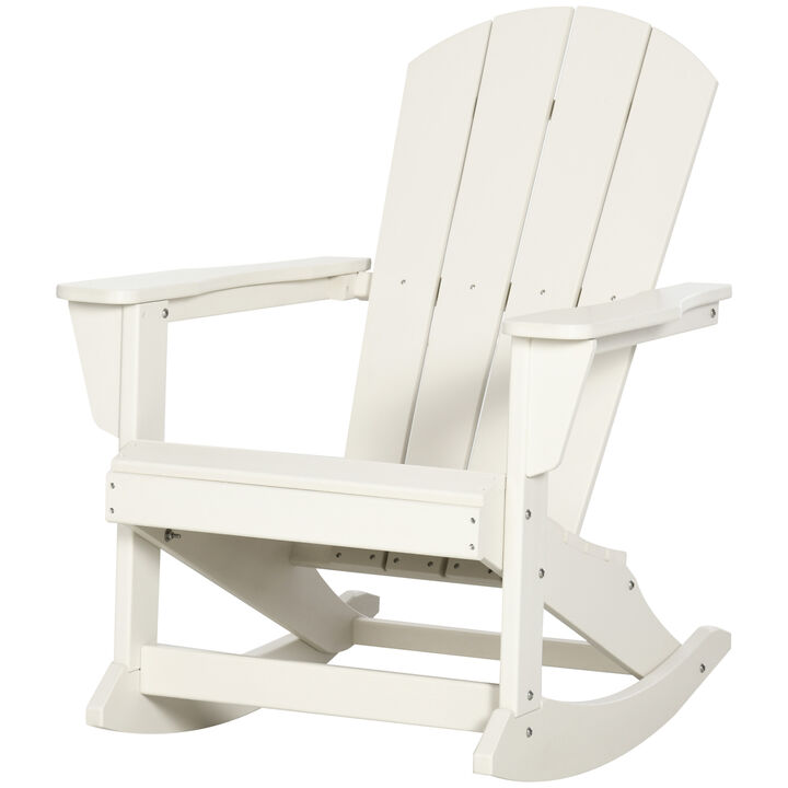 Outsunny Outdoor Rocking Chair, HDPE Adirondack Style Rocker Chair for Porch, Garden, Patio, White