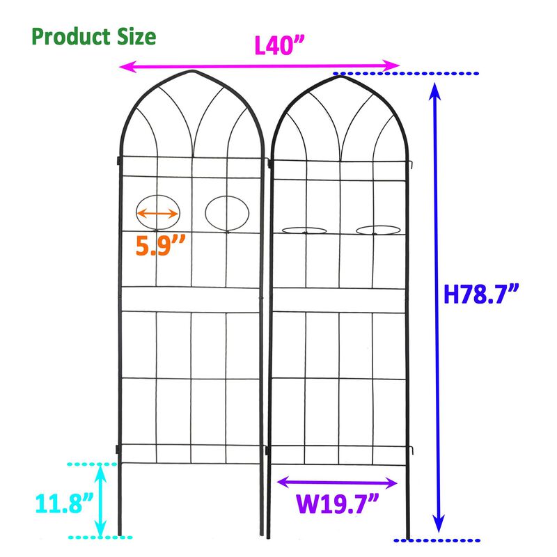 2 Metal Garden Trellises, Sturdy Rustproof Climbing Plant Supports for Patio & Yard
