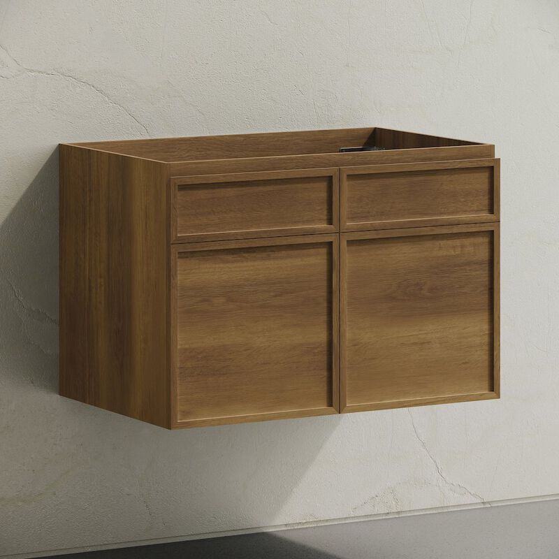 St. Tropez 30" Wall-Mounted Bathroom Vanity Cabinet without Top in Brown Oak image number 2