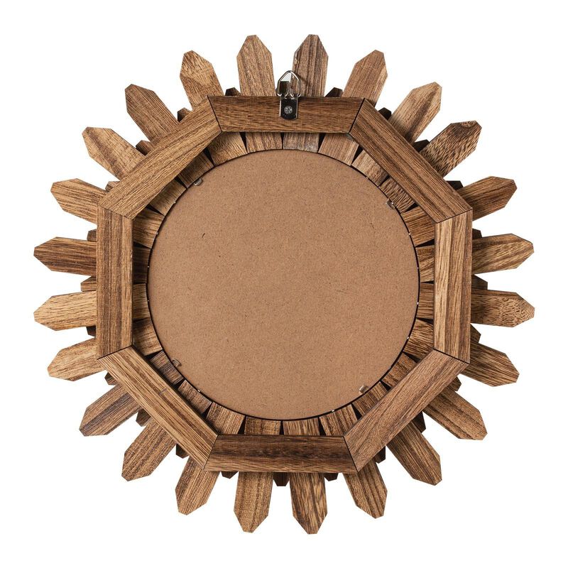 Farmhouse Wood Wall Mirror, Sunburst Decorative Mirror for Bathroom, Entryway & Living Room-Carbonized Black image number 5