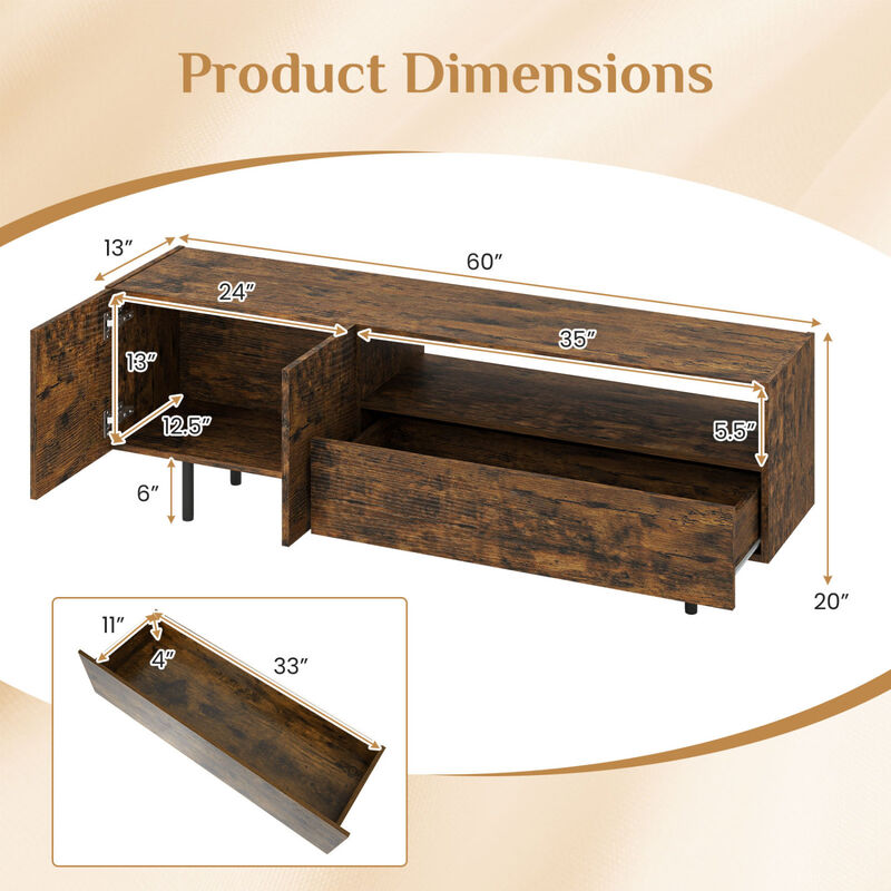 Modern Entertainment Center TV Stand with Storage Cabinet and Metal Legs image number 2