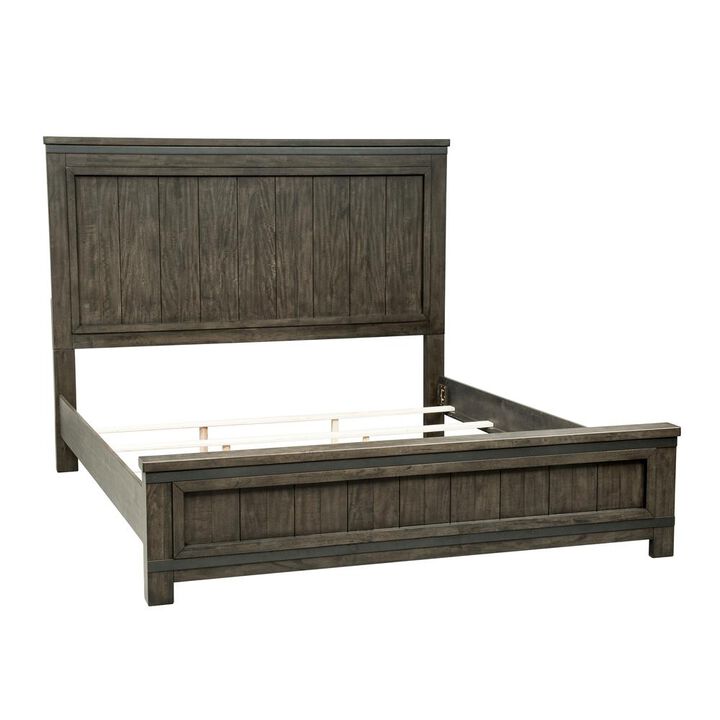 Liberty Furniture Thornwood Hills King Panel Headboard in Rock Beaten Brown w/ Saw Cuts