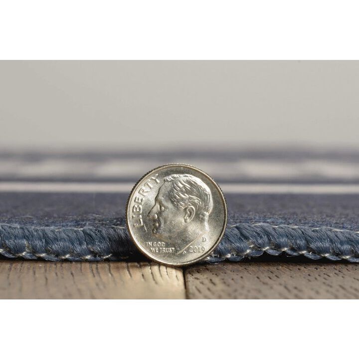 Linon Outdoor Washable Boynton Navy & Ivory, Rug