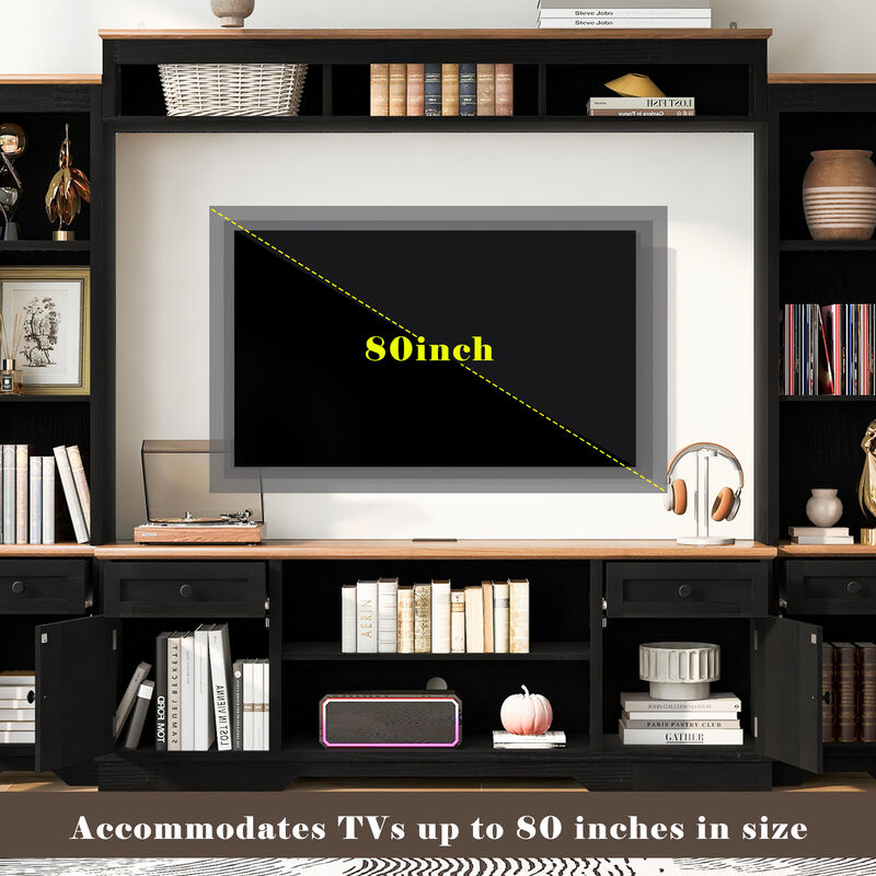 Merax 98" Farmhouse TV Stand with Storage & Charging Ports image number 1