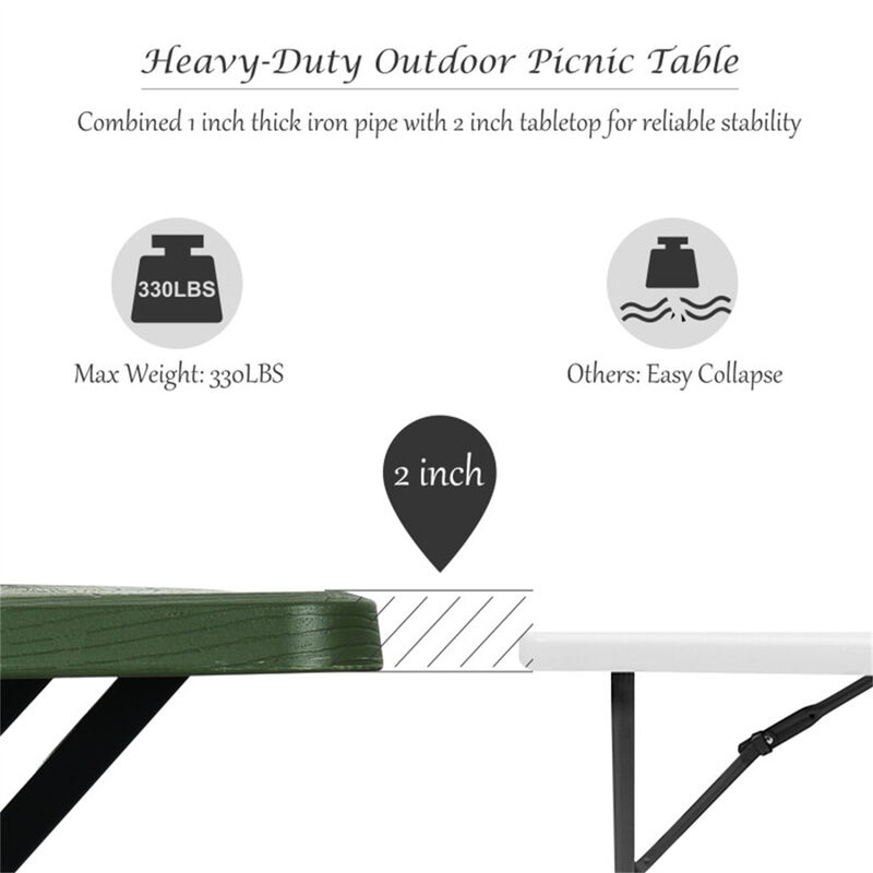 Heavy-Duty Picnic Table Bench Set for Garden Park and Deck