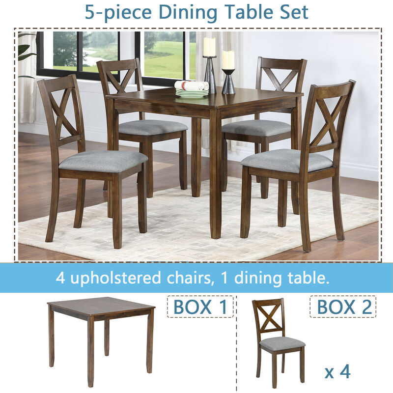 Merax 5-Piece Dining Table Set with 4 Chairs, Modern Wood Dining Table Set for 4