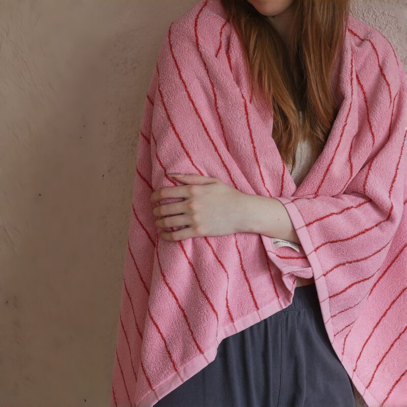 Retro Pastel Pinstripe Cotton Towel Set of 2 image number 3