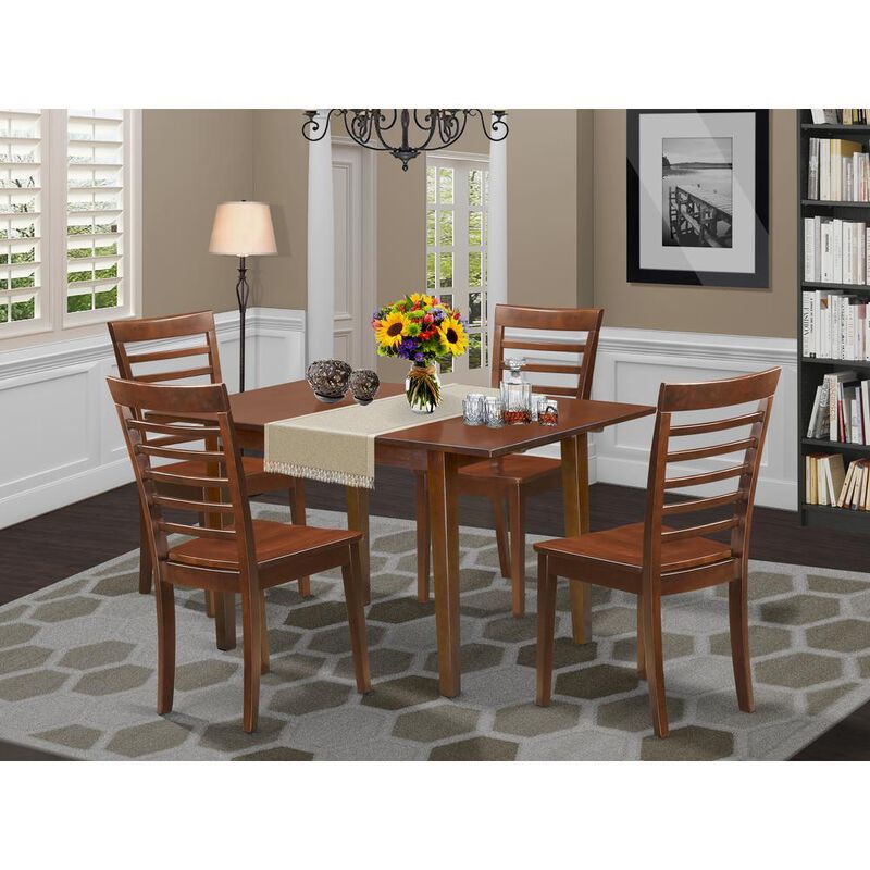 5 Pc Kitchen Table set - Table with a 12in Leaf and 4 Kitchen Dining Chairs