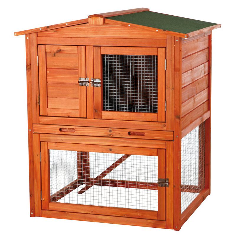 TRIXIE Weatherproof Outdoor 2-Story Wooden Small Animal Hutch with Run & Pull-Out Tray image number 0