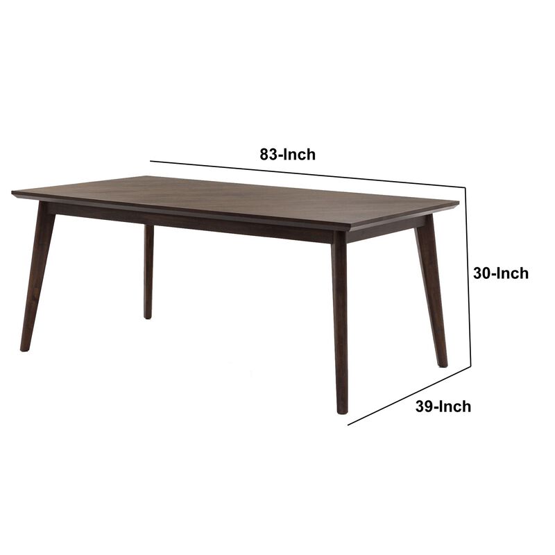 83 Inch Rectangular Mid Century Wooden Dining Table, Brown
