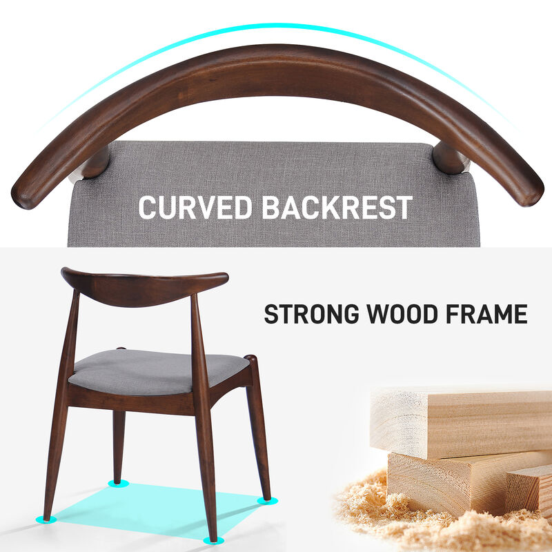 Merax 5-Piece Vintage-Inspired Dining Set - Rubberwood Frame with Ergonomic Upholstered Chairs image number 2