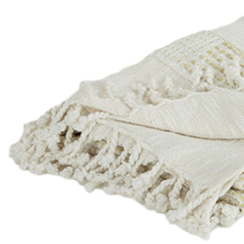 HomeRoots Natural Woven Cotton Throw Blanket image number 2