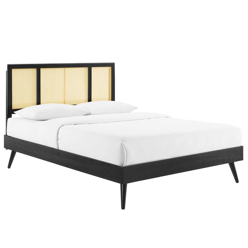 Modway - Kelsea Cane and Wood King Platform Bed with Splayed Legs image number 0