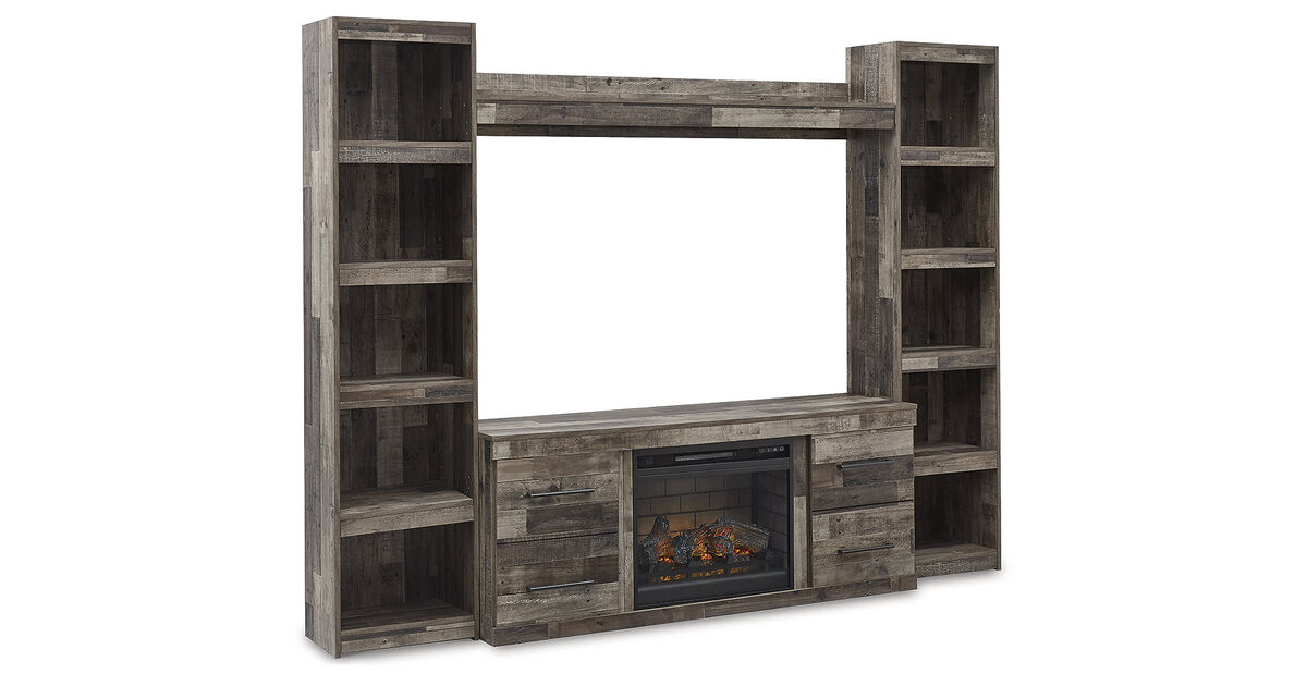 Derekson 4-Piece Entertainment Center with Electric Fireplace
