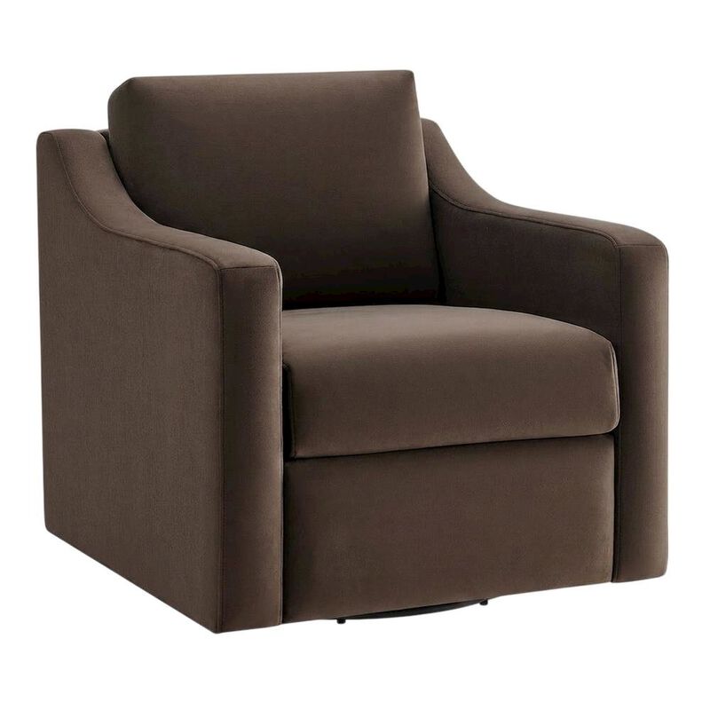 Performance Velvet Swivel Accent Armchair for Living Room, Bedroom, Chocolate image number 1