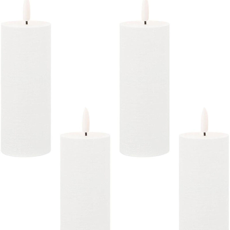 HomeRoots Set of Four Unscented Candle Flameless Pillar Candles image number 3