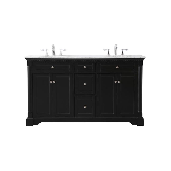 Elegant Kitchen and Bath 60 inch double bathroom vanity set in black