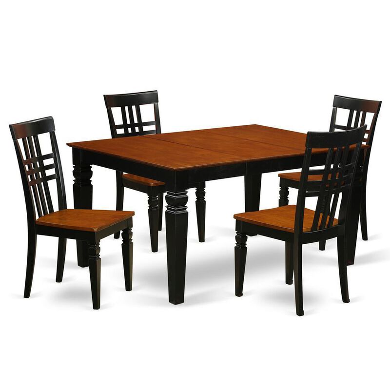 5 Pc Dining set with a Dinning Table and 4 Wood Dining Chairs in Black