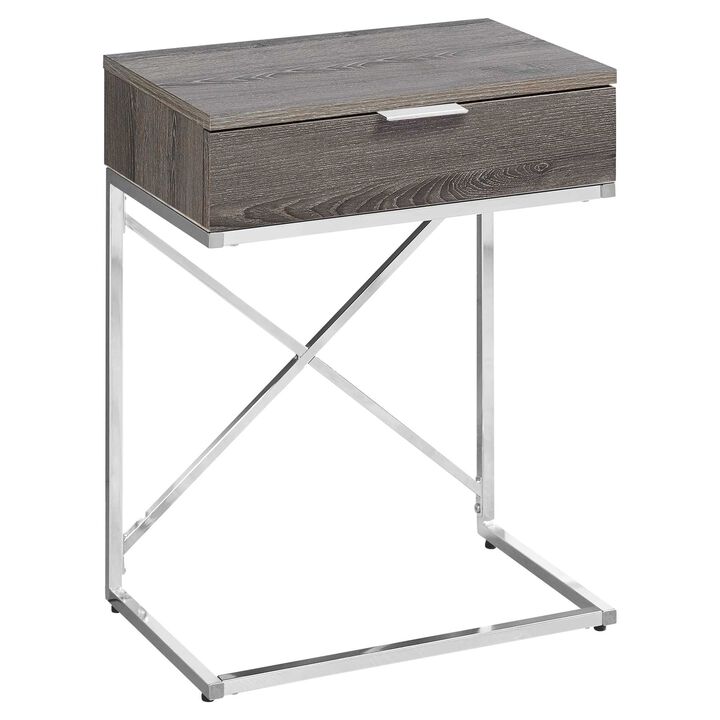 Versatile Wood and Metal End Table &ndash; Sturdy Accent Table with Drawer for Living Room
