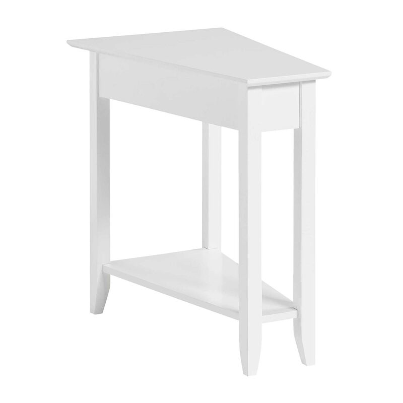 Convenience Concepts American Heritage Wedge End 24"" Classic Living Storage Shelf, Side Family Room, Bedside Table, White